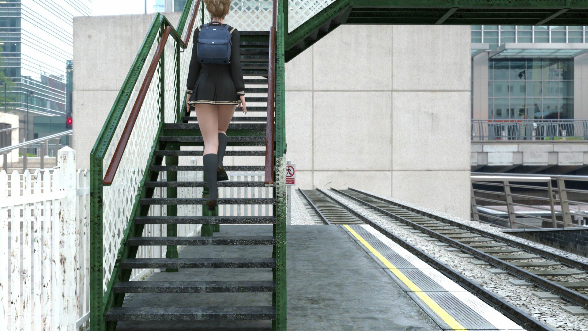 一ノ瀬廻里・早朝の駅で階段を昇っているところを背後からスカート内盗撮される（PV02_過激な白ハート柄サテン地パンティ編）6