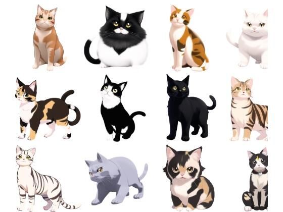 【【猫10種類×10】著作権フリーの高解像度イラスト素材（画像100枚）】Game Material Store