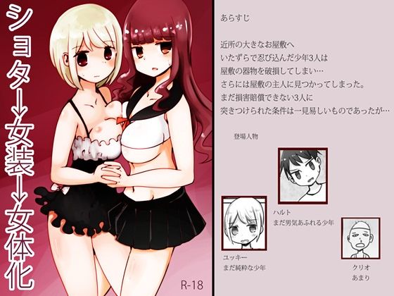 【ショタ→女装→女体化】むらさきにゃんこバー